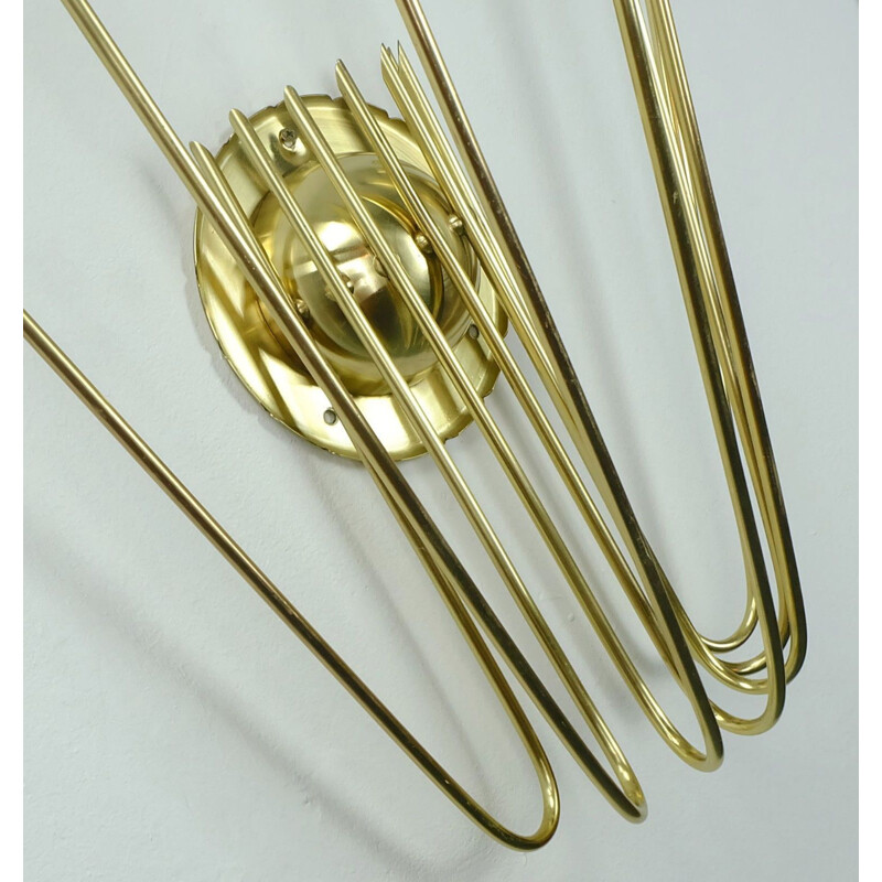 Vintage sputnik atomic 7-light wall lamp in brass 1950