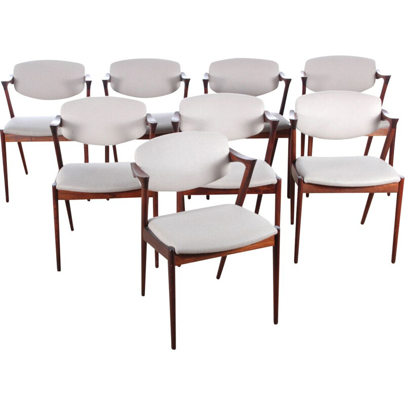 Conjunto de 8 sillas de roble, modelo 42, Kai Kristiansen