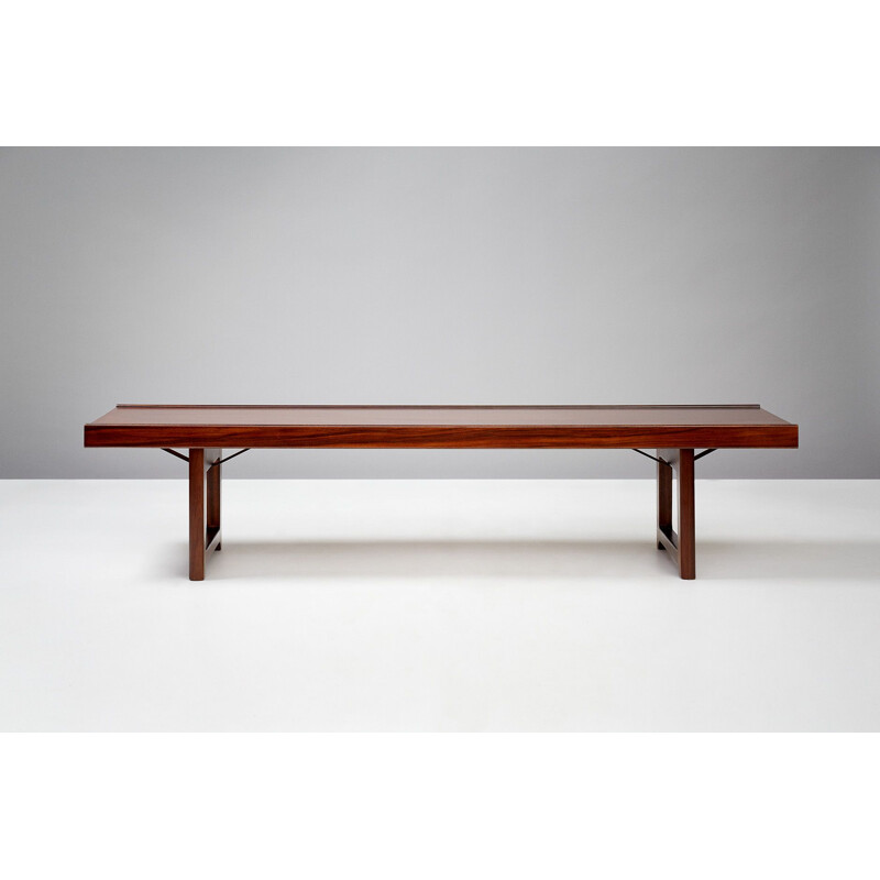 Vintage Norwegian bench in Afromosia teak by Torbjorn Afdal for Bruksbo