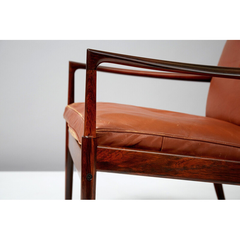 Vintage Swedish armchair in rosewood by Ib Kofod-Larsen for OPE