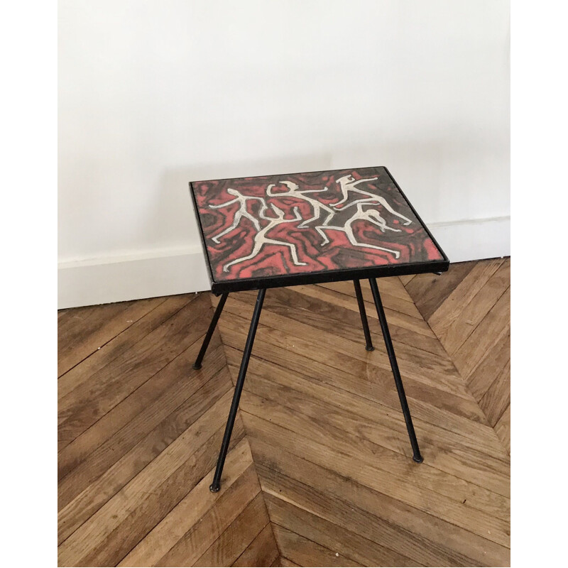 Vintage French side table in ceramic