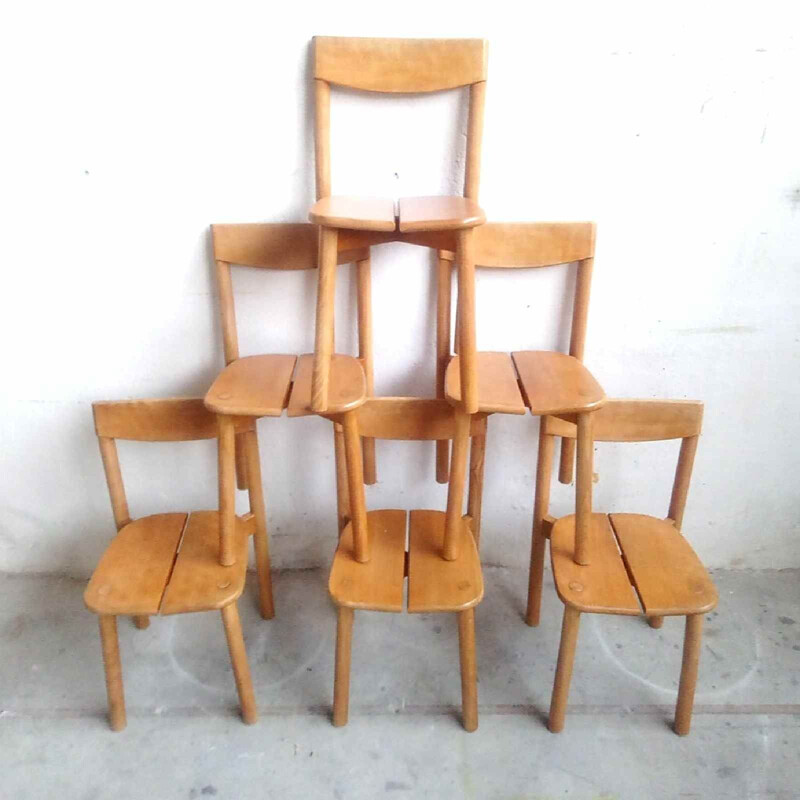 Set of 6 vintage chairs by Pierre Gautier Delaye