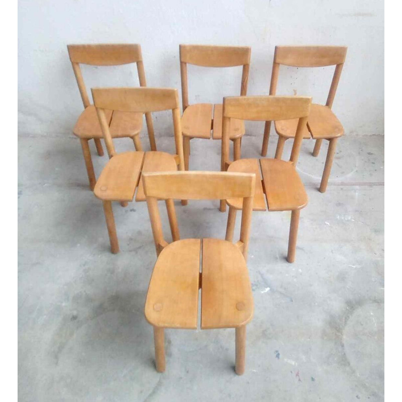 Set of 6 vintage chairs by Pierre Gautier Delaye