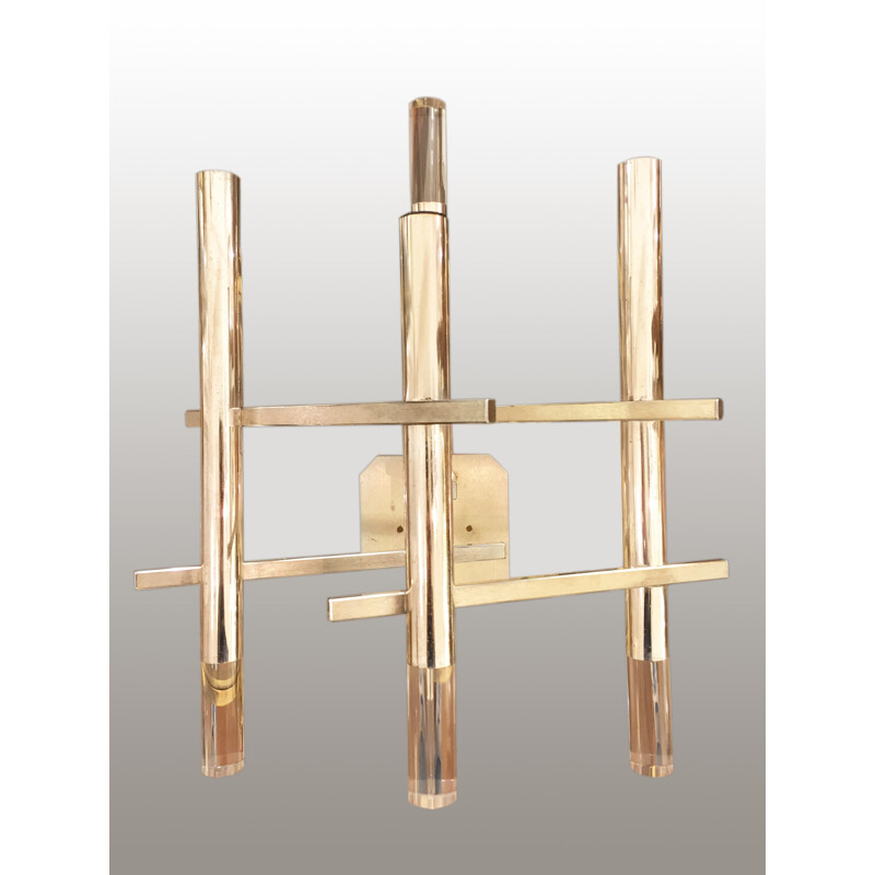 Solo wall lamp in brass and altuglass, Gaetano SCIOLARI - 1970s