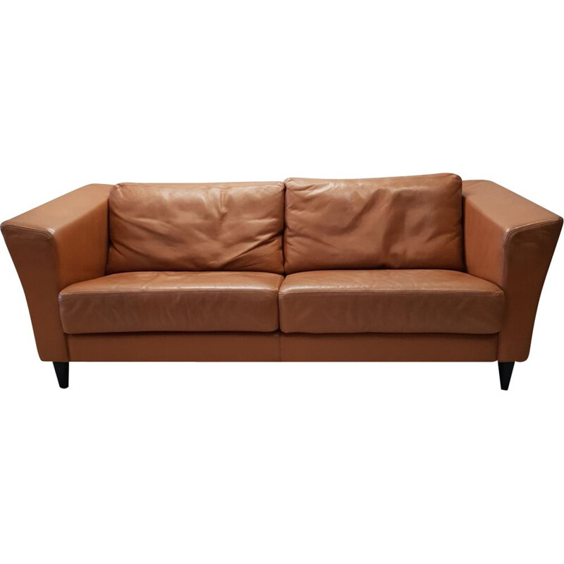 Vintage 3-seater sofa in leather by Molinari