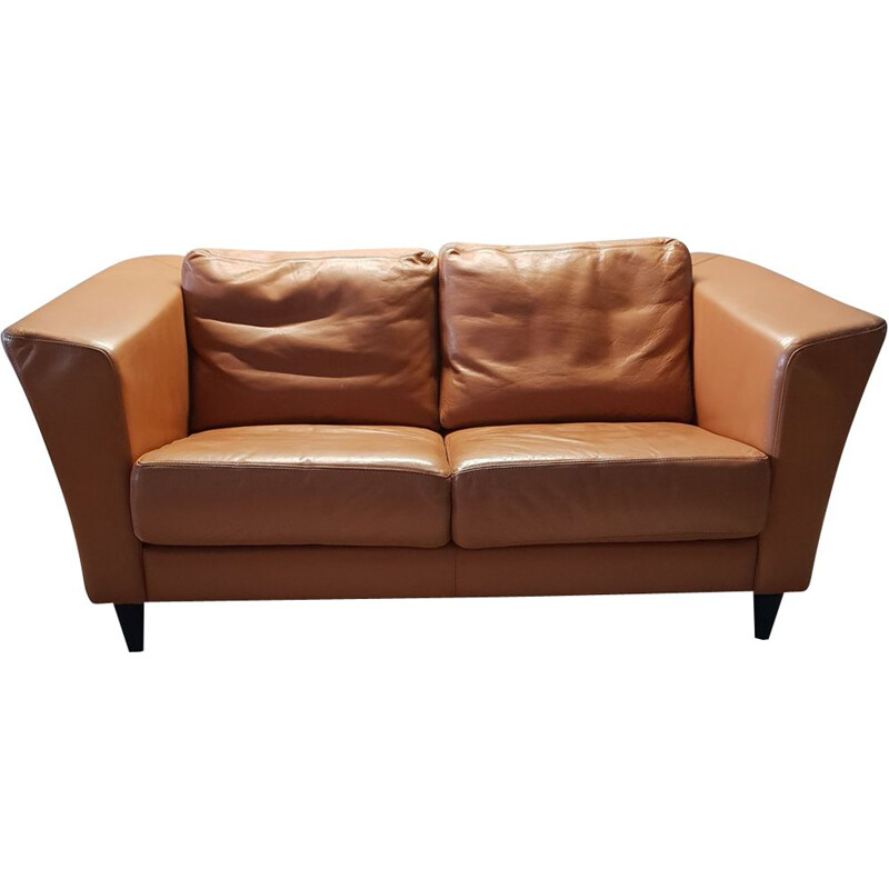 Vintage 2-seater sofa in leather by Molinari