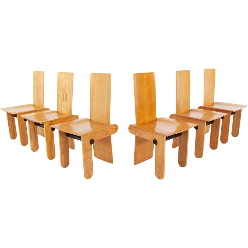 Set of 6 vintage dining chairs by Carlo Scarpa for Gavina