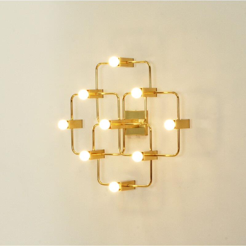 Vintage italian chandelier in brass by Sciolari 1970