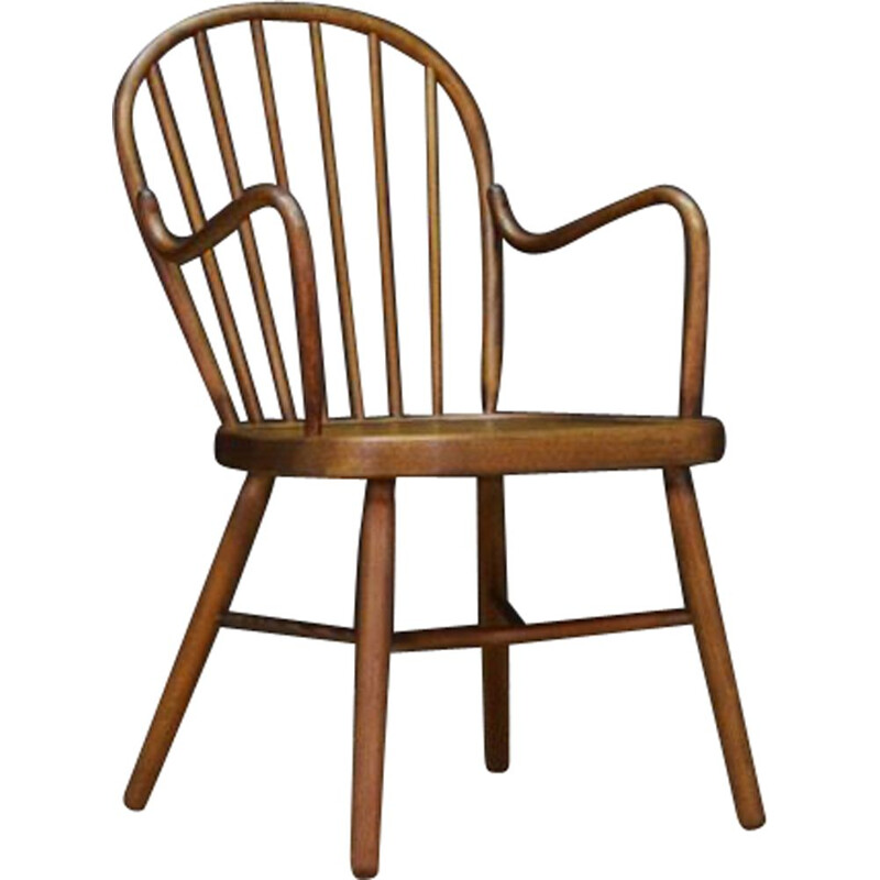 Vintage scandinavian Windsor chair in beechwood 1970