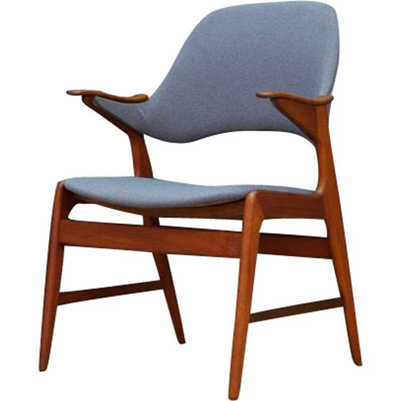 Vintage danish chair made of teak and grey fabric 1970