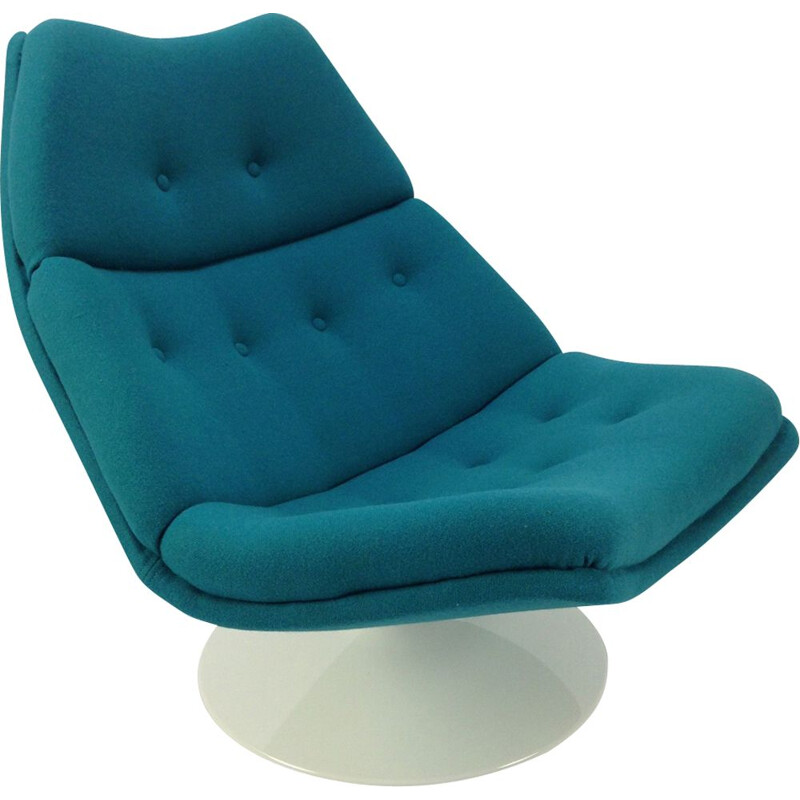 Vintage blue lounge chair F511 by Geoffrey Harcourt for Artifort
