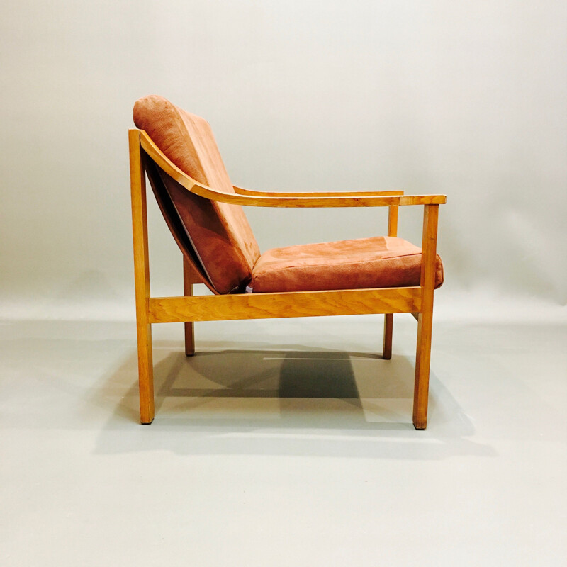 Fauteuil vintage scandinave en teck 1950