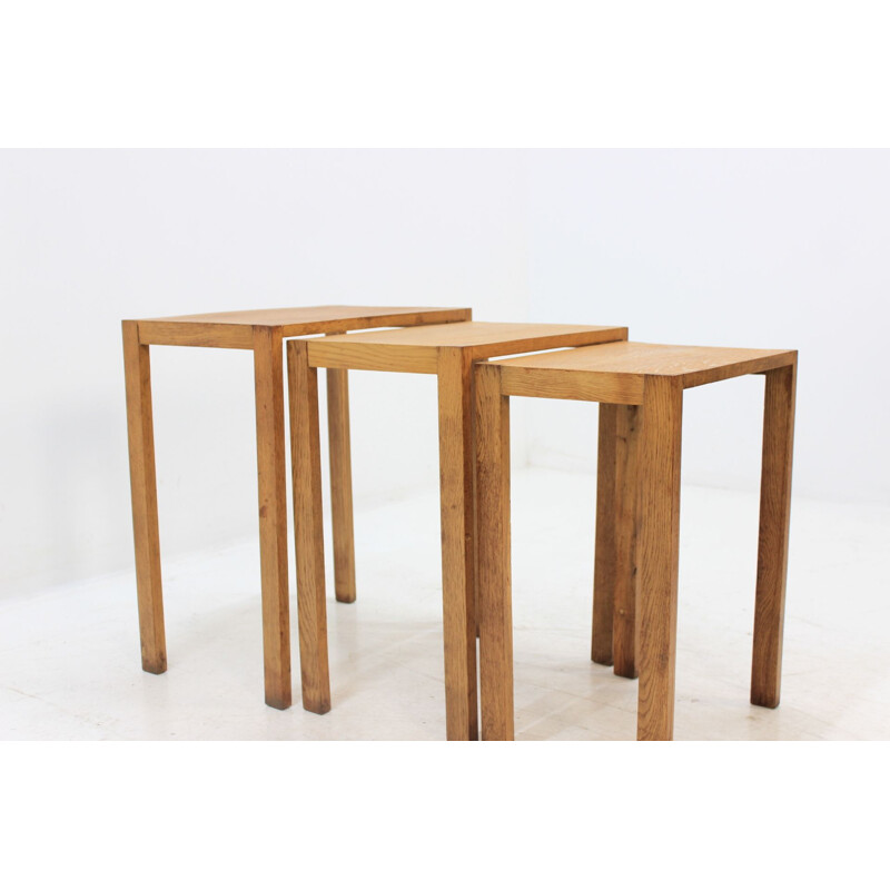 Set of 3 vintage nesting tables by Jindřich Halabala