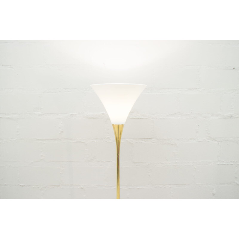 Vintage Italian floor lamp in brass and porcelain