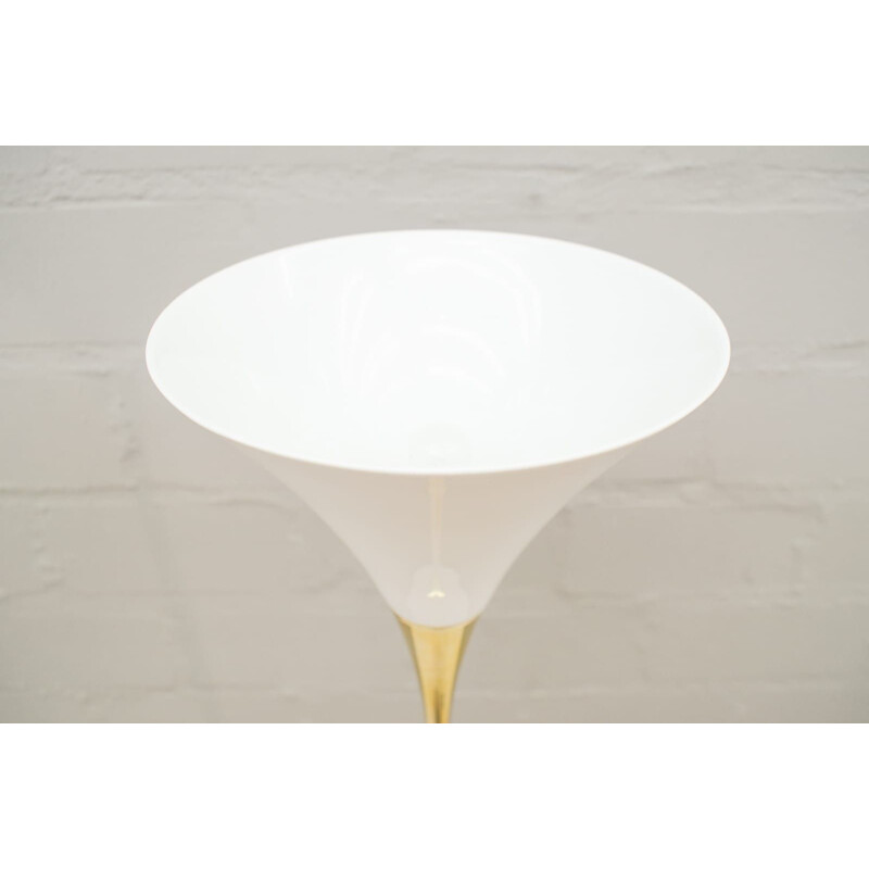 Lampadaire vintage italien en laiton et porcelaine