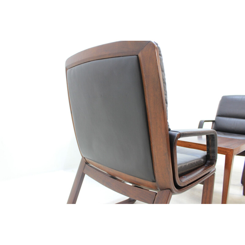Ensemble de 4 fauteuils vintage en cuir par Eugen Schmidt, Allemagne 1970