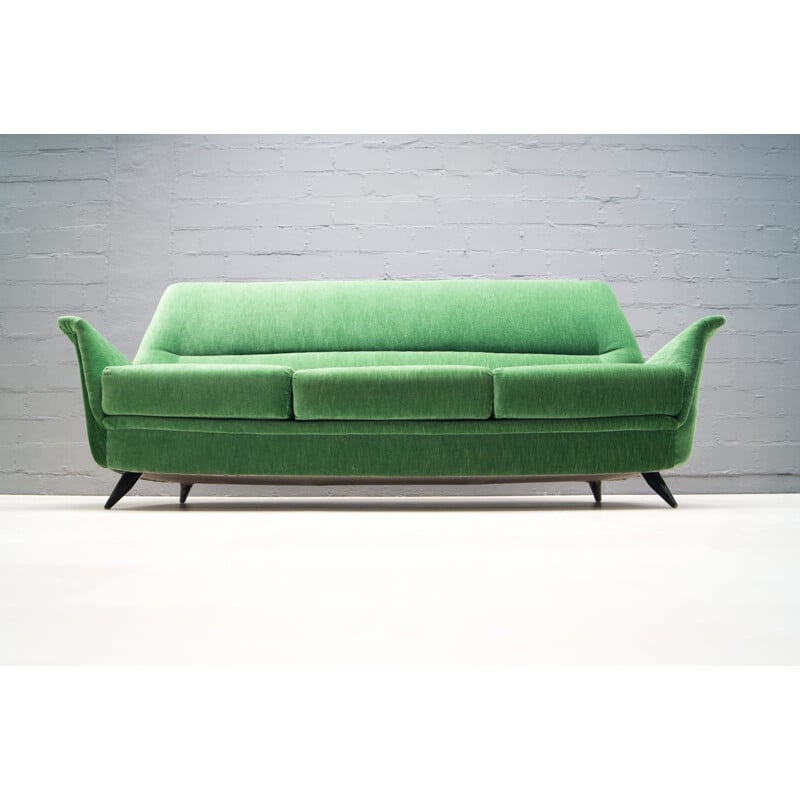 Vintage Italian green 3-seater sofa