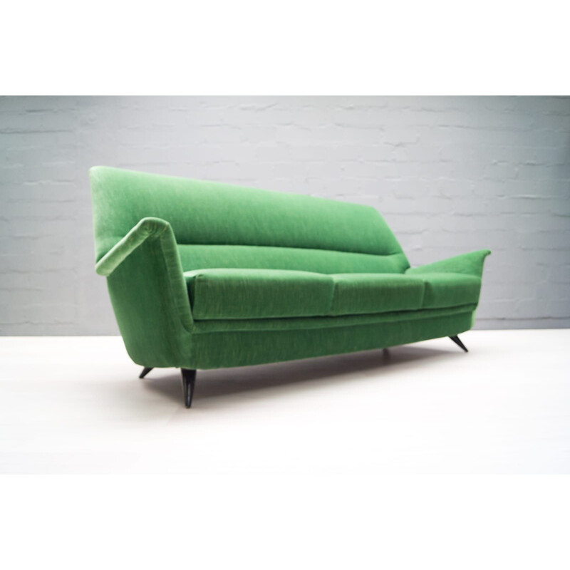 Vintage Italian green 3-seater sofa