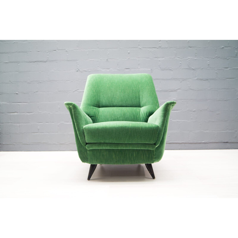 Set of 2 vintage Italian green armchairs