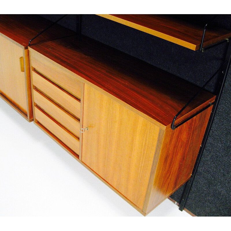 Vintage Scandinavian modular shelf system in teak and metal