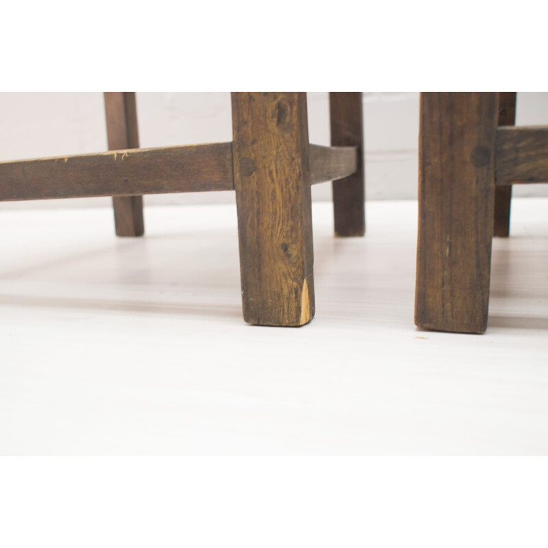 Set aus 4 Vintage-Stühlen aus Holz und Rattan