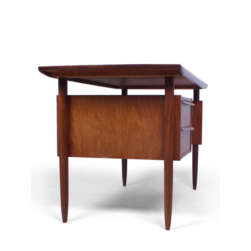 Vintage teak desk with floating table top by Hulmefa