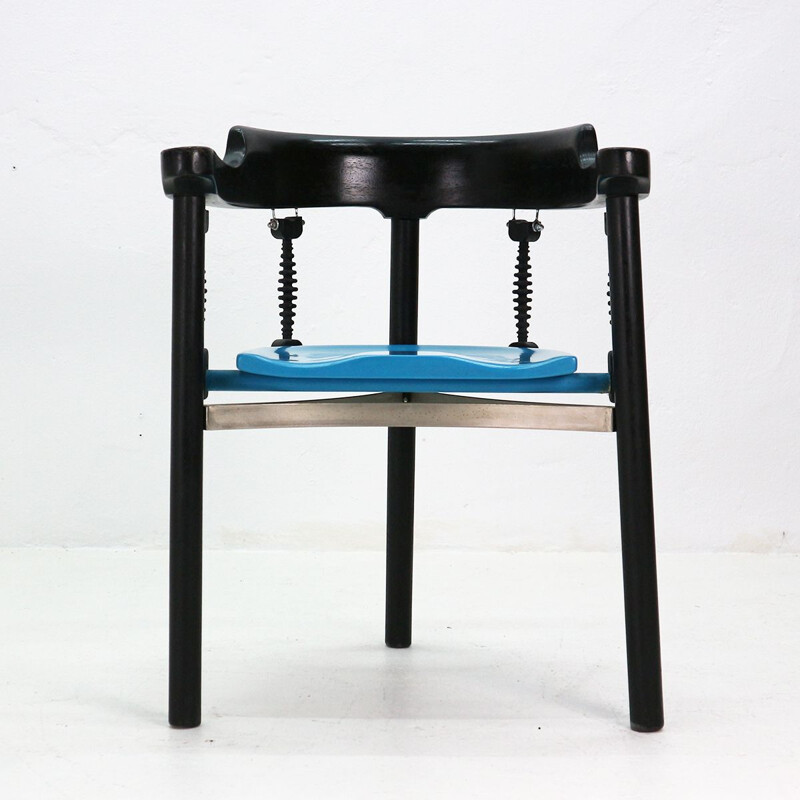 Vintage blue German chair in metal