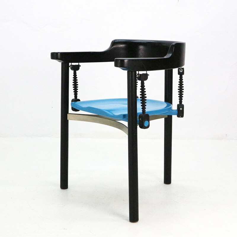 Vintage blue German chair in metal