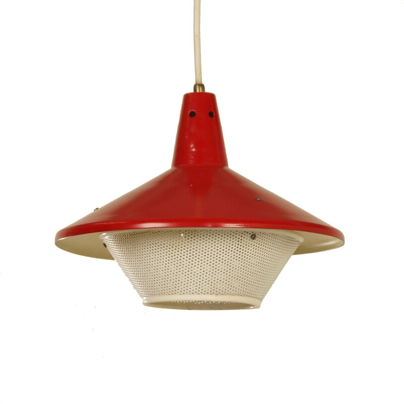 Vintage metal, iron and plastic pendant lamp, Holland