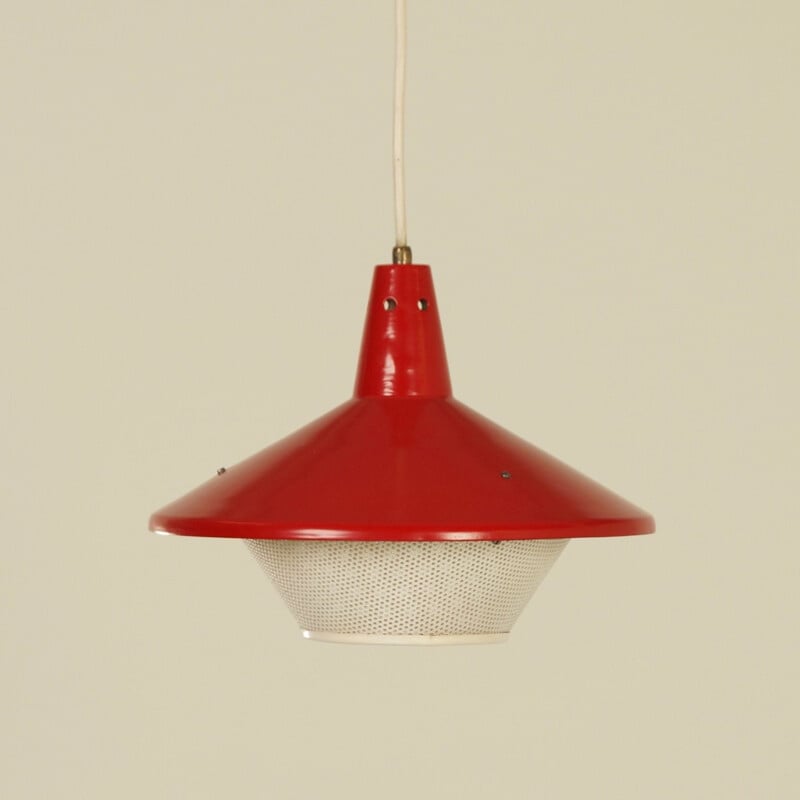 Vintage metal, iron and plastic pendant lamp, Holland