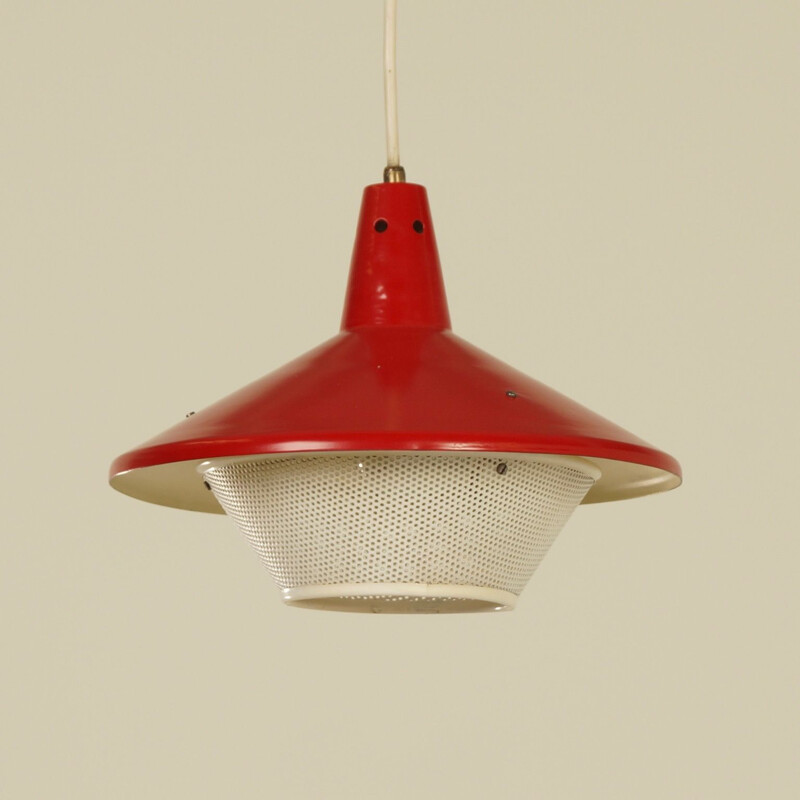 Vintage metal, iron and plastic pendant lamp, Holland