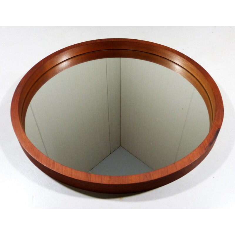 Vintage German round mirror in teak