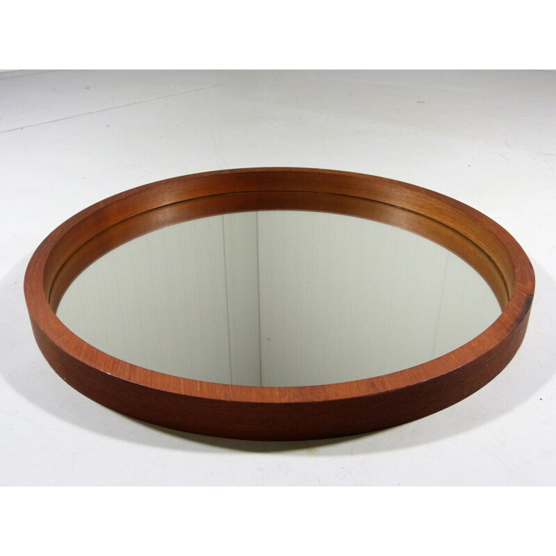 Vintage German round mirror in teak