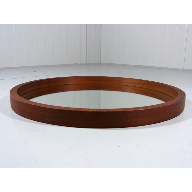 Vintage German round mirror in teak