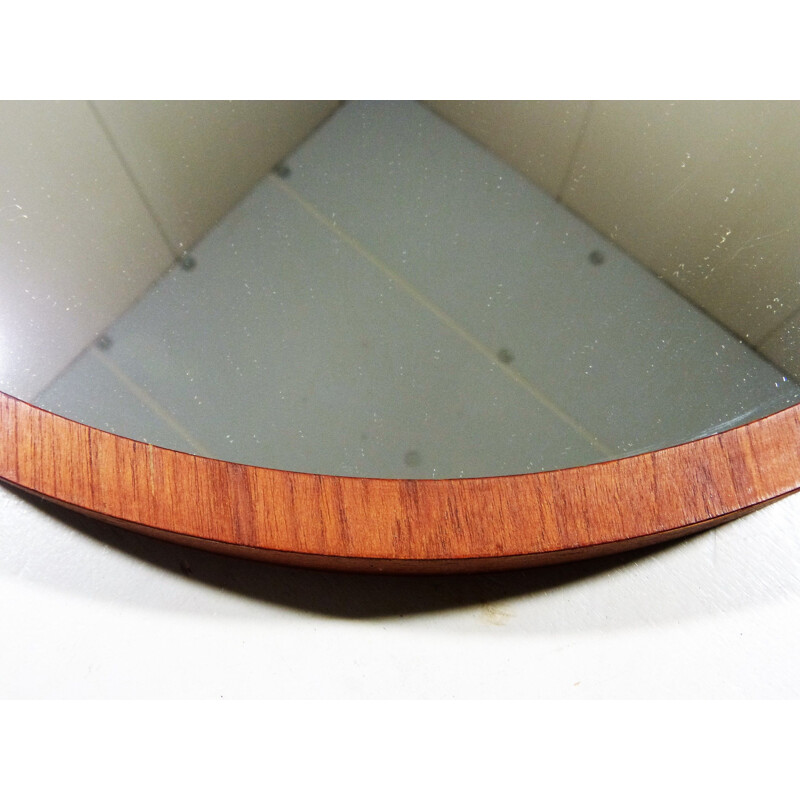 Vintage German round mirror in teak