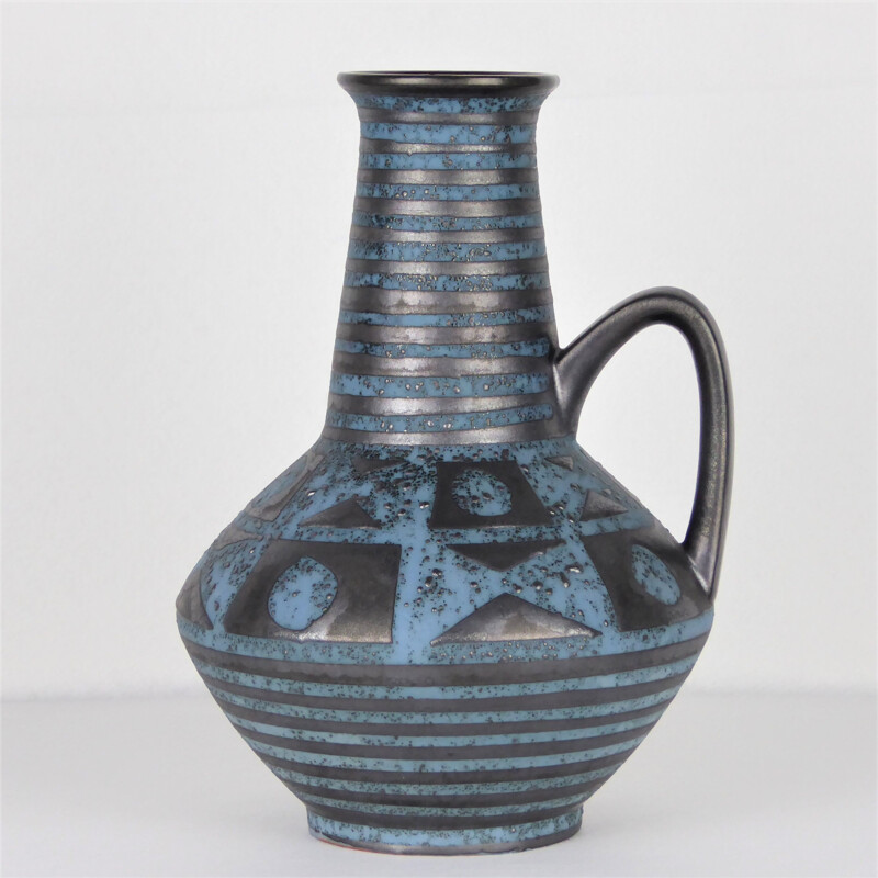 Vintage vase in blue ceramic by Carstens