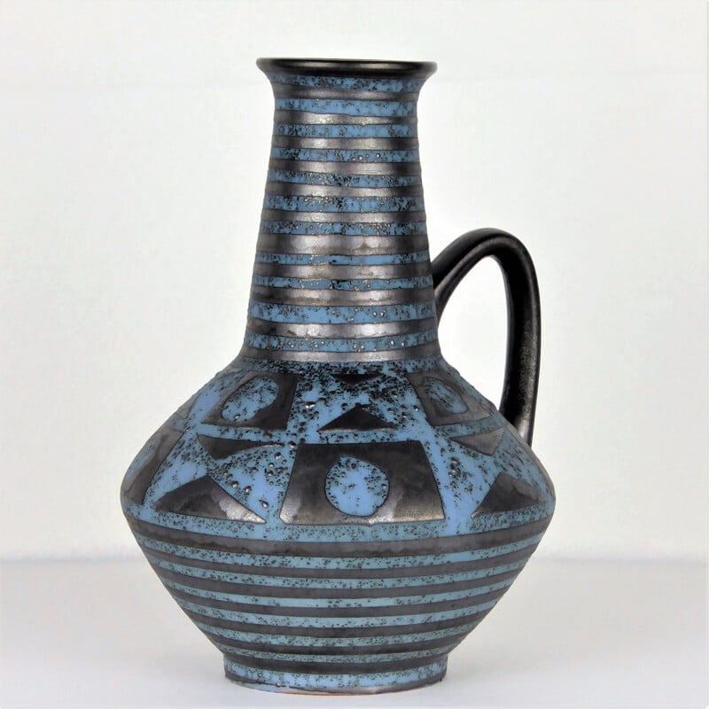 Vintage vase in blue ceramic by Carstens