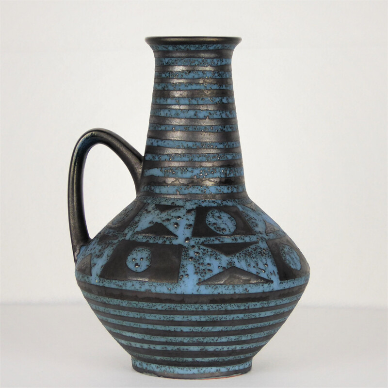 Vintage vase in blue ceramic by Carstens