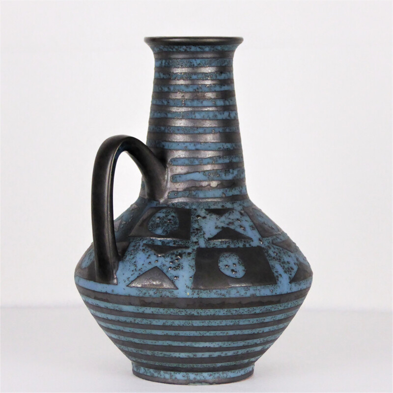 Vintage vase in blue ceramic by Carstens