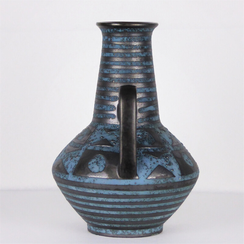 Vintage vase in blue ceramic by Carstens