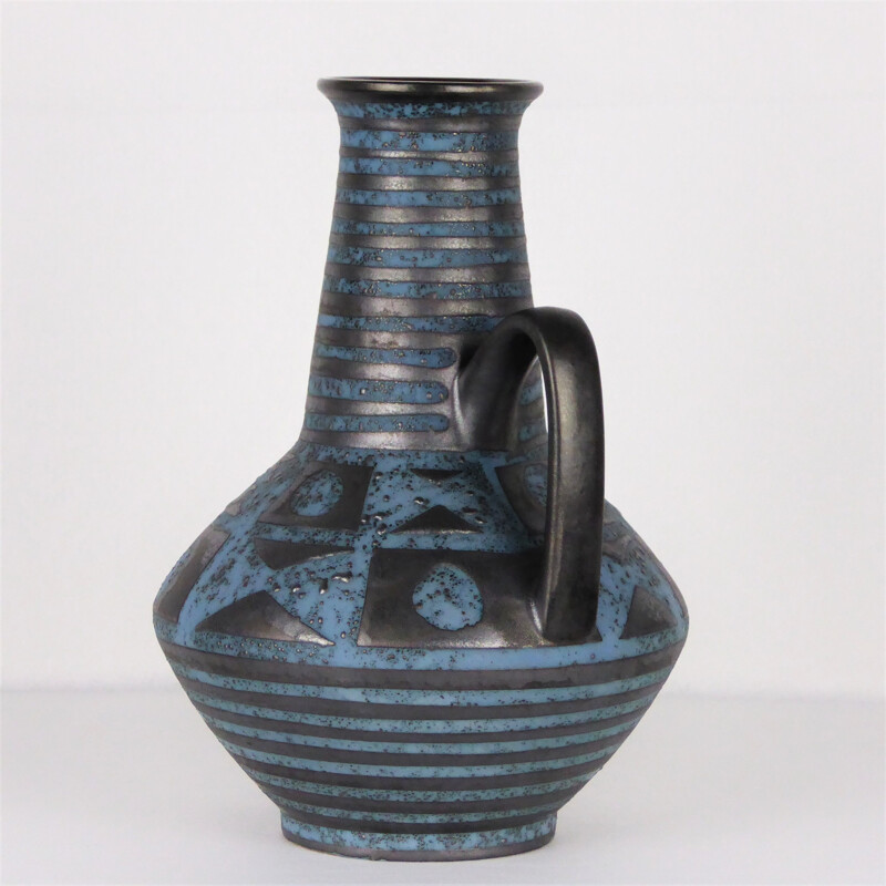 Vintage vase in blue ceramic by Carstens