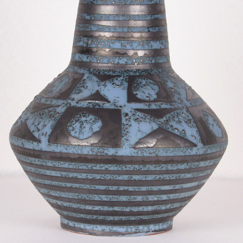 Vintage vase in blue ceramic by Carstens