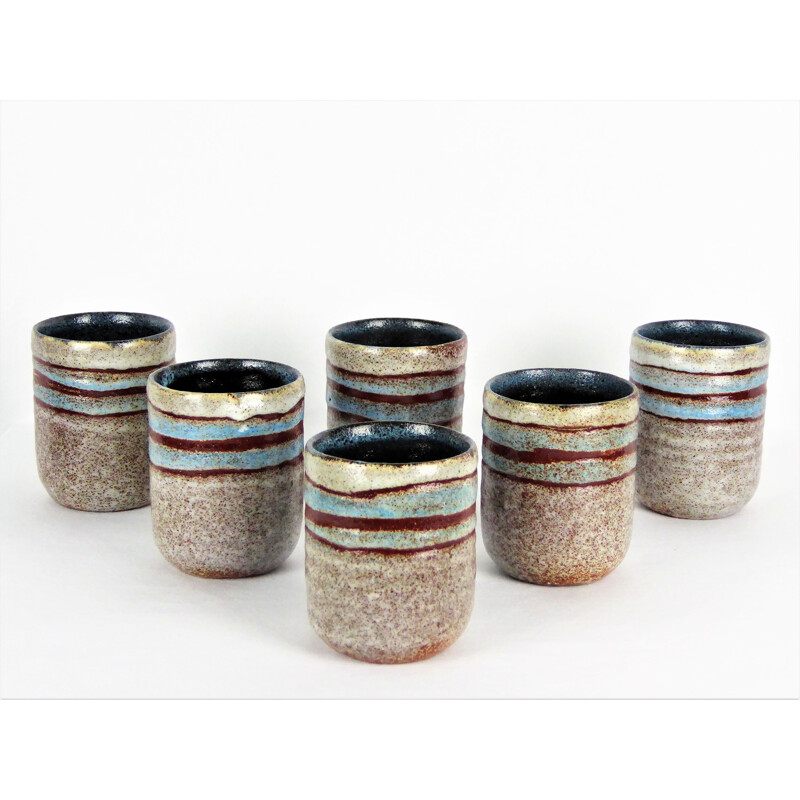 Set of 6 vintage ceramics by Accolay, 1960