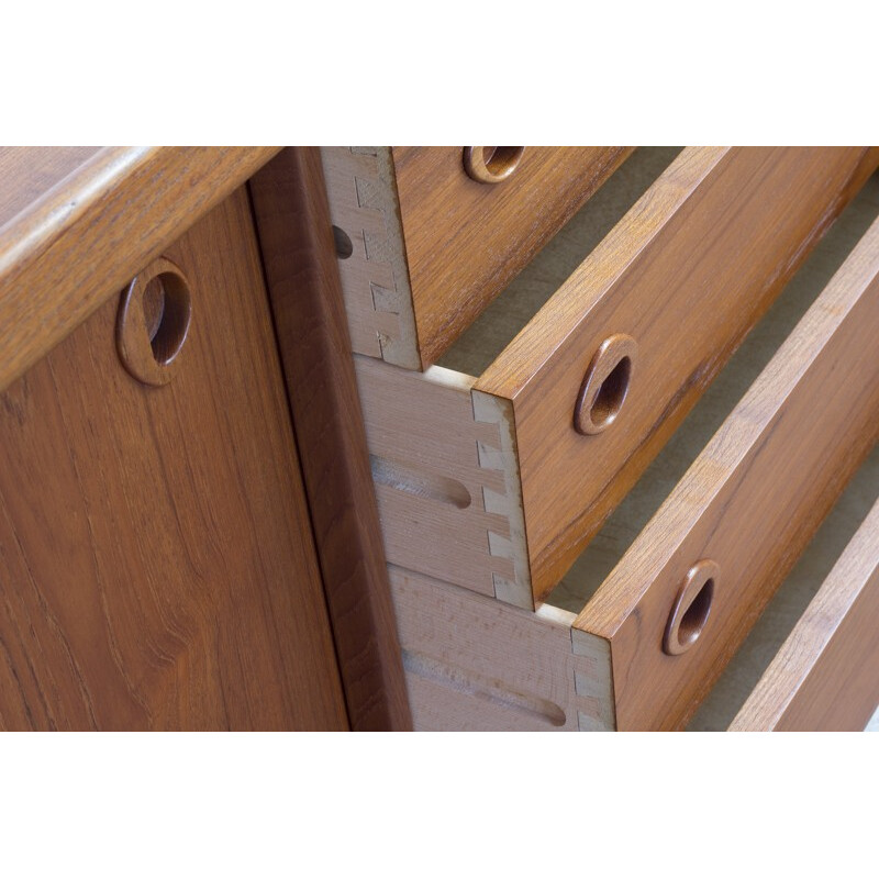 Large scandinavian sideboard in teak, HP HANSEN - 1960s