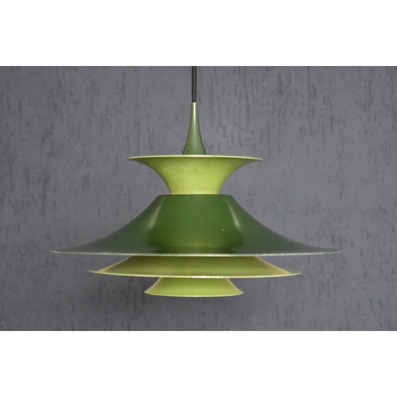 Vintage Danish green pendant lamp "Radius" by Erik Balslev for Fog & Mørup