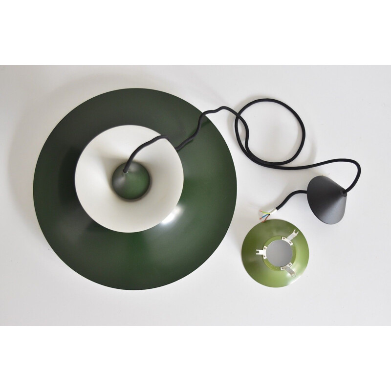 Vintage Danish green pendant lamp "Radius" by Erik Balslev for Fog & Mørup