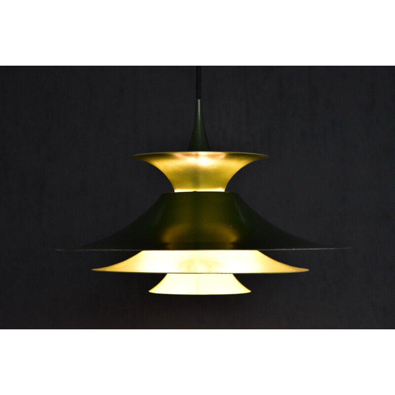 Vintage Danish green pendant lamp "Radius" by Erik Balslev for Fog & Mørup