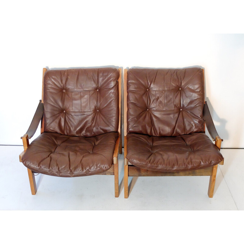 Set of 2 vintage Scandinavian armchairs "Hunter" by Torbjorn Afdal