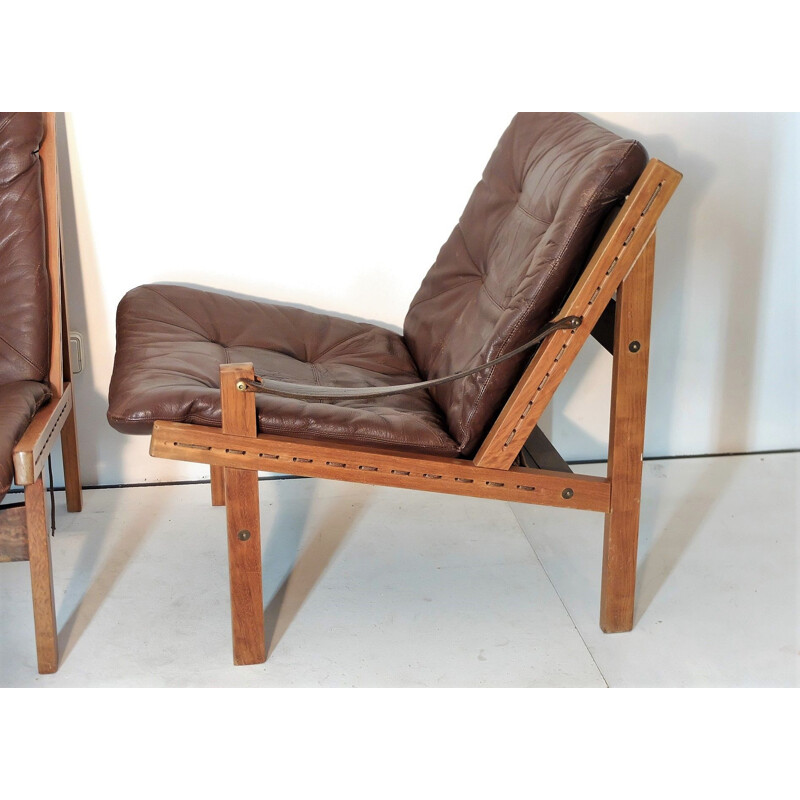 Set of 2 vintage Scandinavian armchairs "Hunter" by Torbjorn Afdal