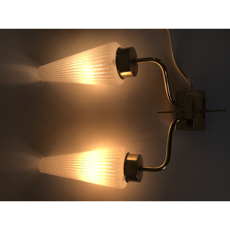 Set of 2 vintage wall lamps in brass